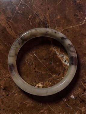Translucent Green-Gray Jade Bangle Bracelet